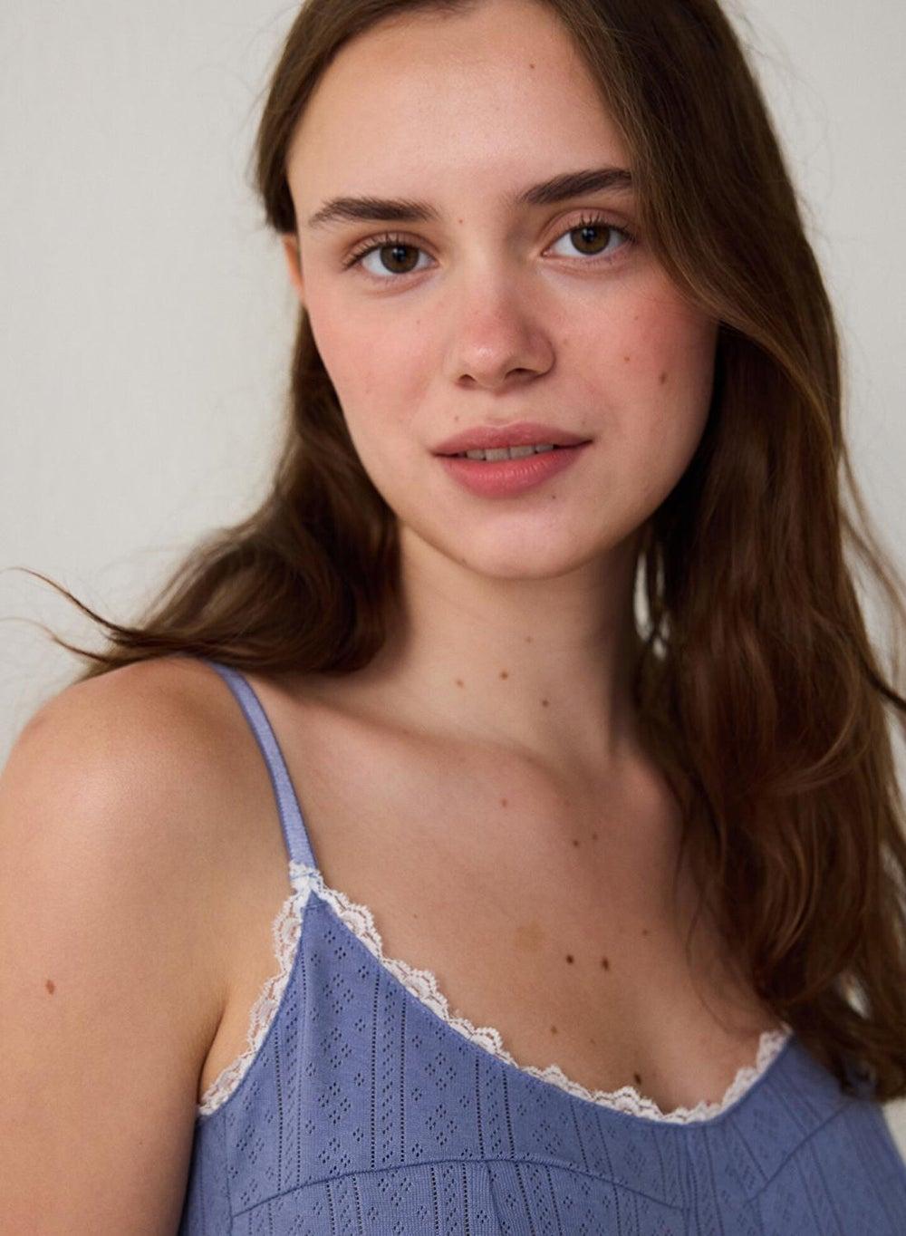 Penti Indigo Hailee Floral Lace Cotton Tank Top - Image 1