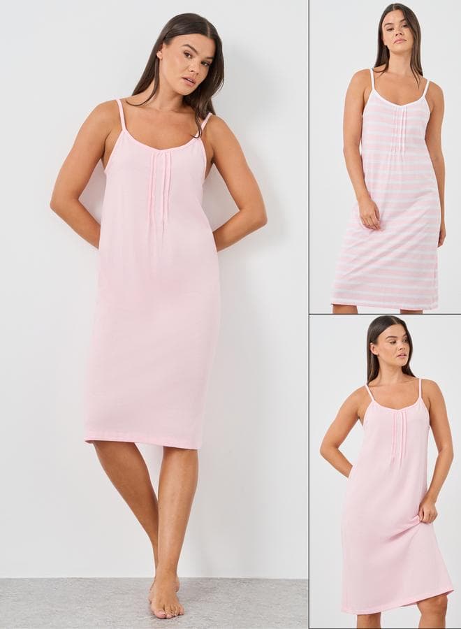 Pack Of 2 Solid And Striped Pintuck Slip Dress - Image 1