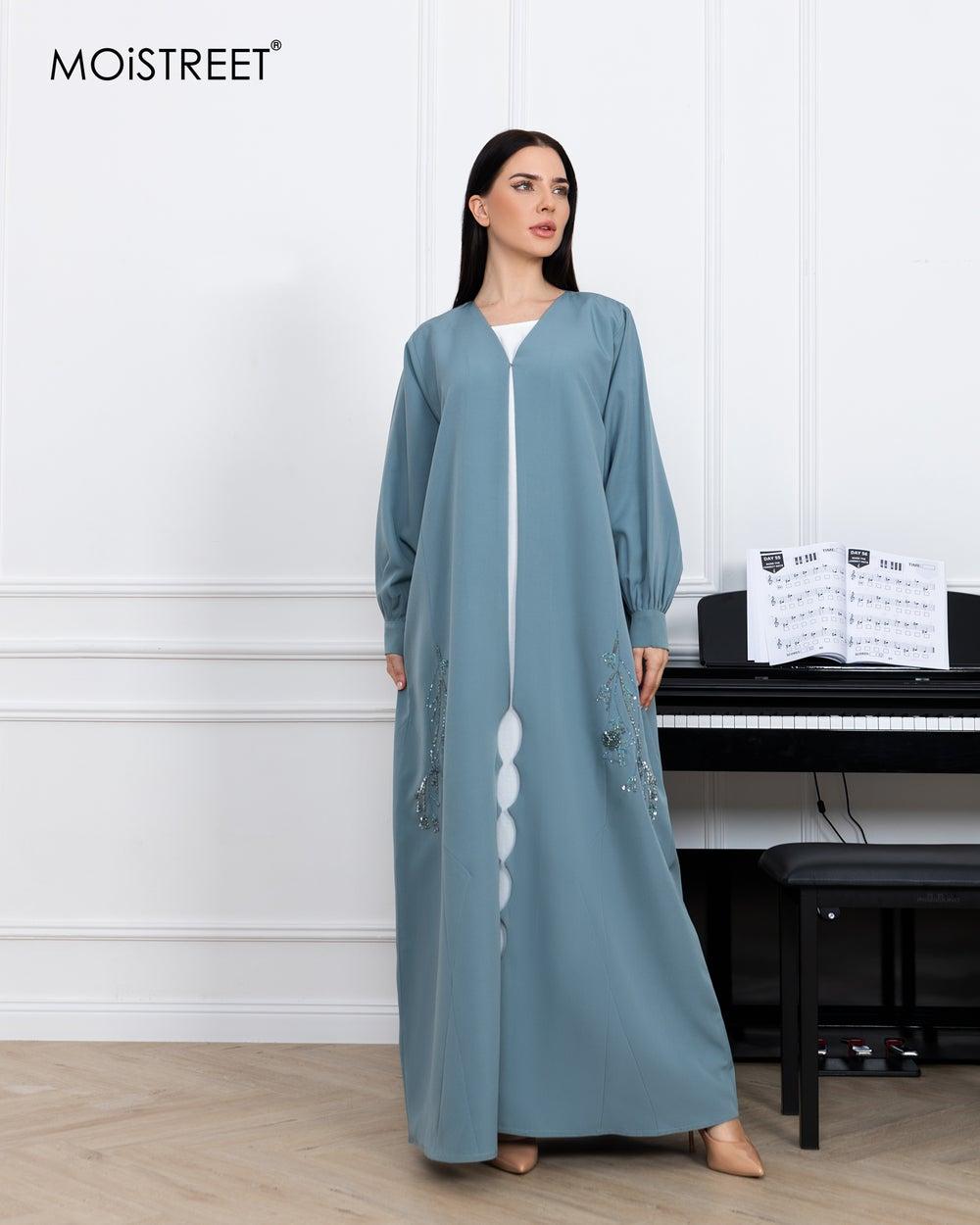 MOiSTREET Barbie Crepe Embroidery Abaya - Image 1