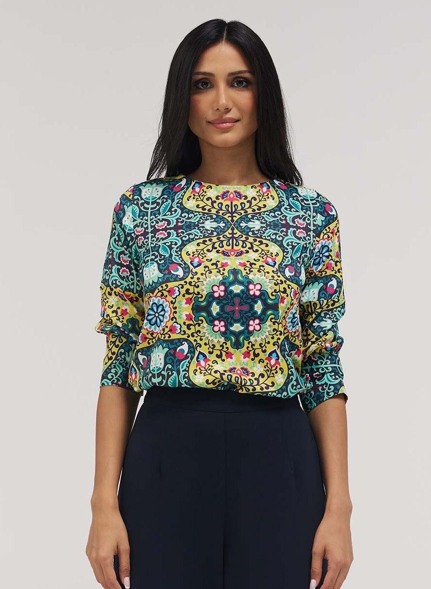 Half Sleeve Chiffon Top with Cuffed Sleeves - Image 1
