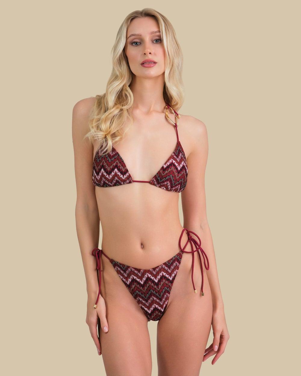 Isla & Evie Zig Zag Tie Side Bikini Briefs - Image 1