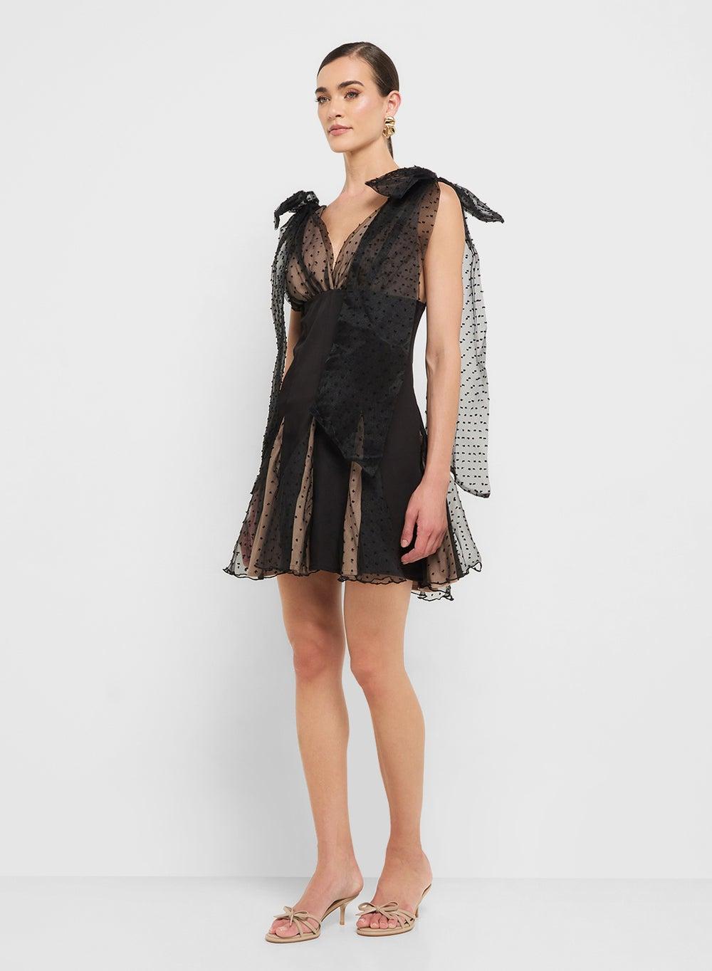 Eclat Luxe Dobby Mesh Fit and Flare Dress - Image 1