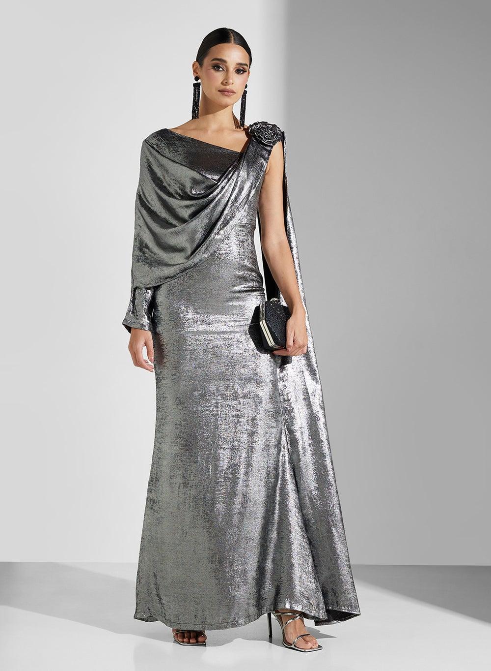 Shimmer With Flower Maxi Dress - Image 1