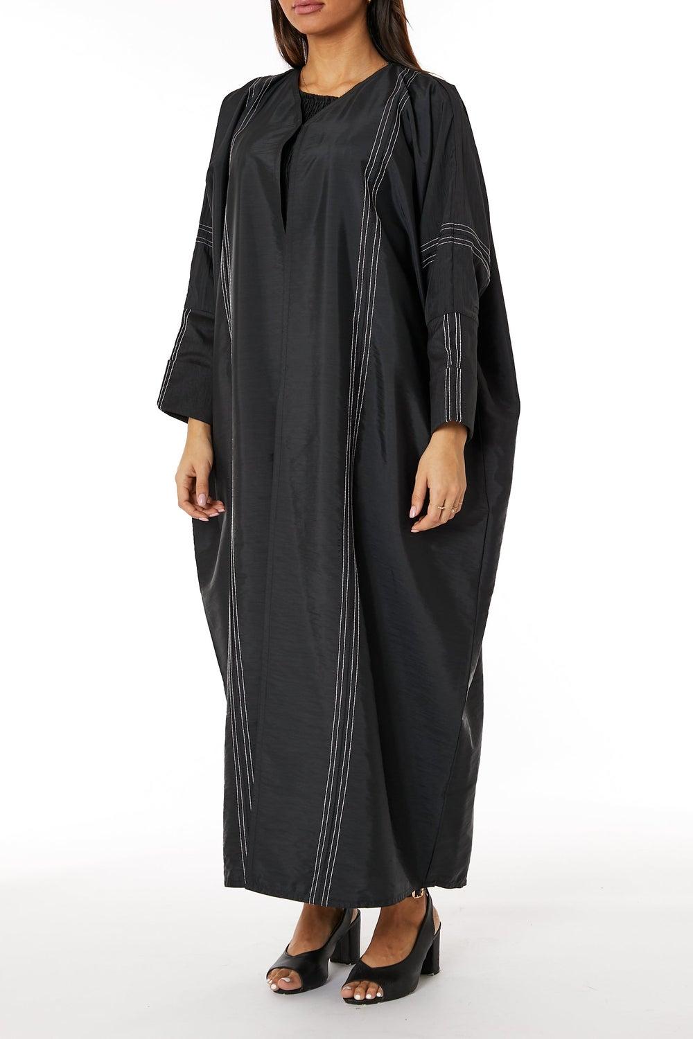V-Neck Taffeta Abaya - Image 1