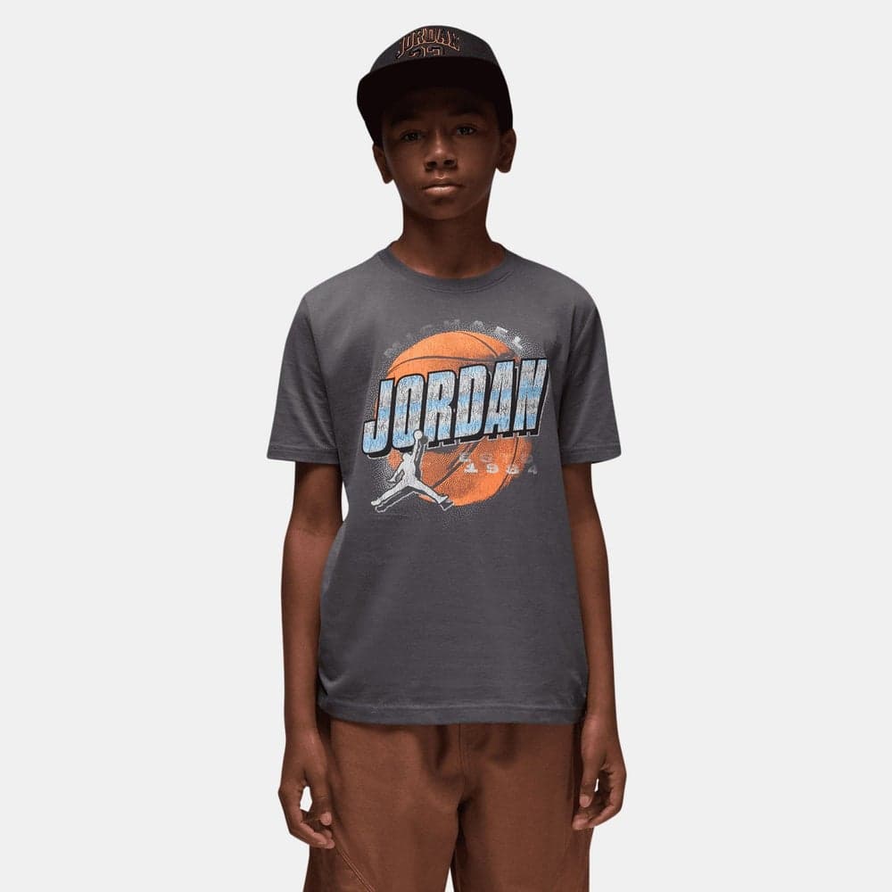 Kids' Distressed Chrome Jumpman Cotton T-Shirt - Image 1