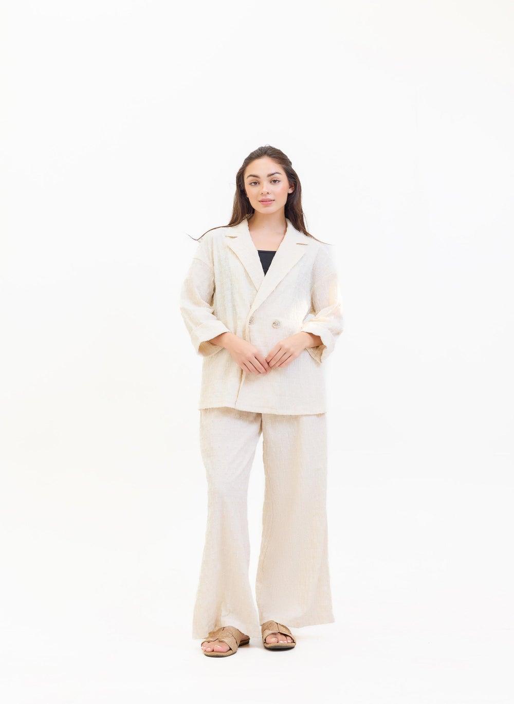 Muslin Cheesecloth Double Breasted Two Piece Suit - Image 1