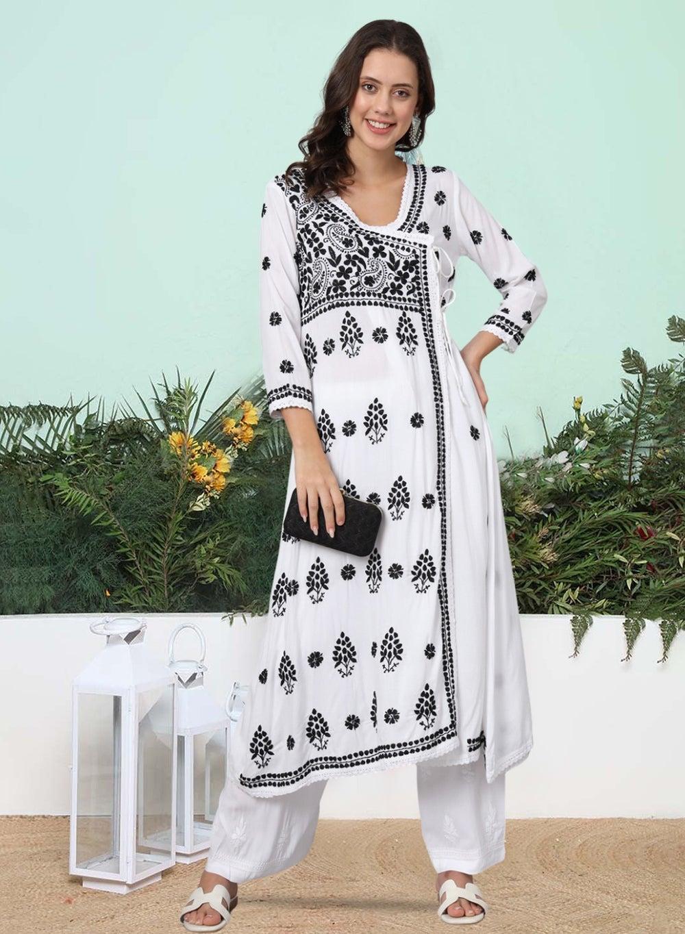 Hand Embroidered Chikankari Cotton Kurta AL3890 for Women - Image 1