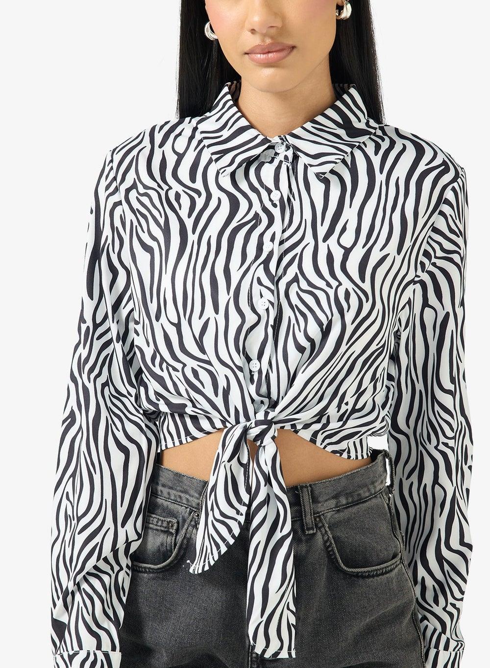 Animal Print Button-Up Shirt for Women - Image 1