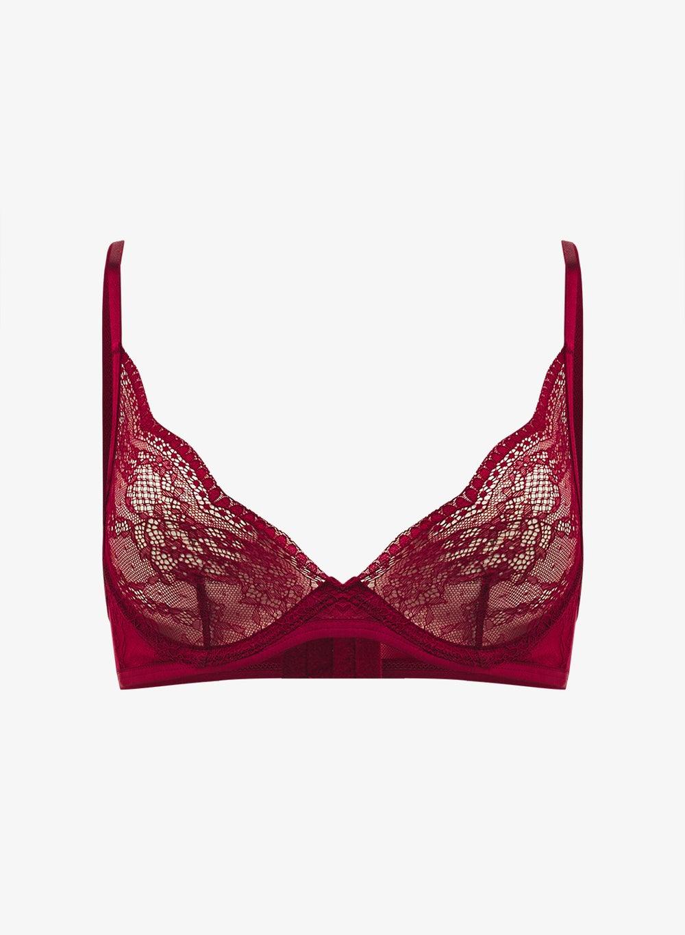 Lace Plunge Neck Nonpadded Underwired Bra - Image 1