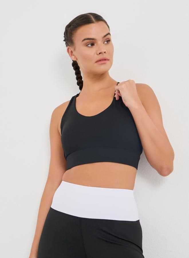 Back Dual String Detail Racerback Low Impact Sports Bra - Image 1