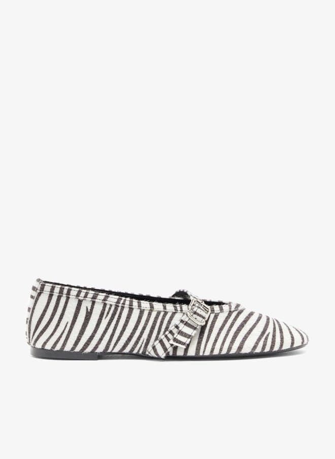 Casual Ballerinas in Textured Zebra Print Leather - Image 1