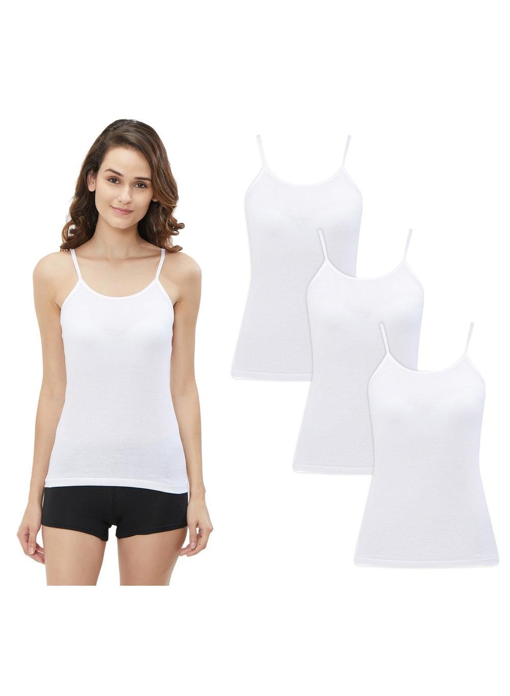 Women's Cotton Camisole Pack of 3 in White - Image 1