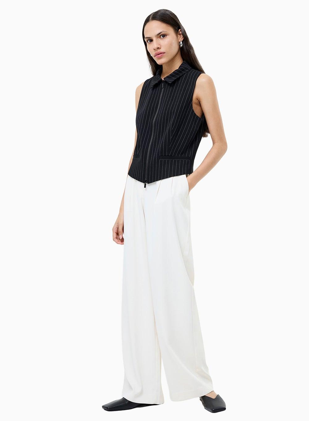 Morgan Pinstripe Zip Front Tailored Waistcoat - Image 1