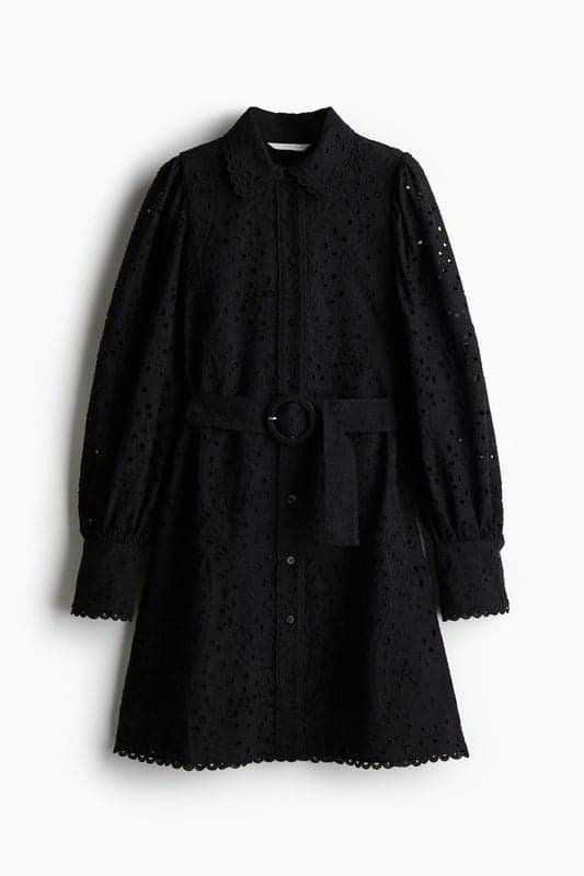 Broderie Anglaise Shirt Dress with Scalloped Trims - Image 1