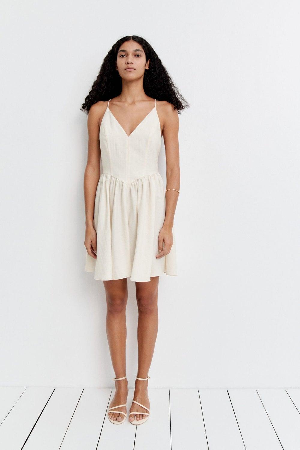 Strappy Linen-Blend Mini Dress - Image 1