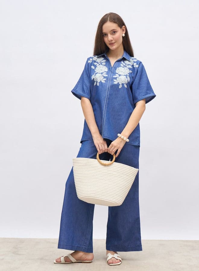 Cotton Chambray Pants with Slip Pocket - Image 1