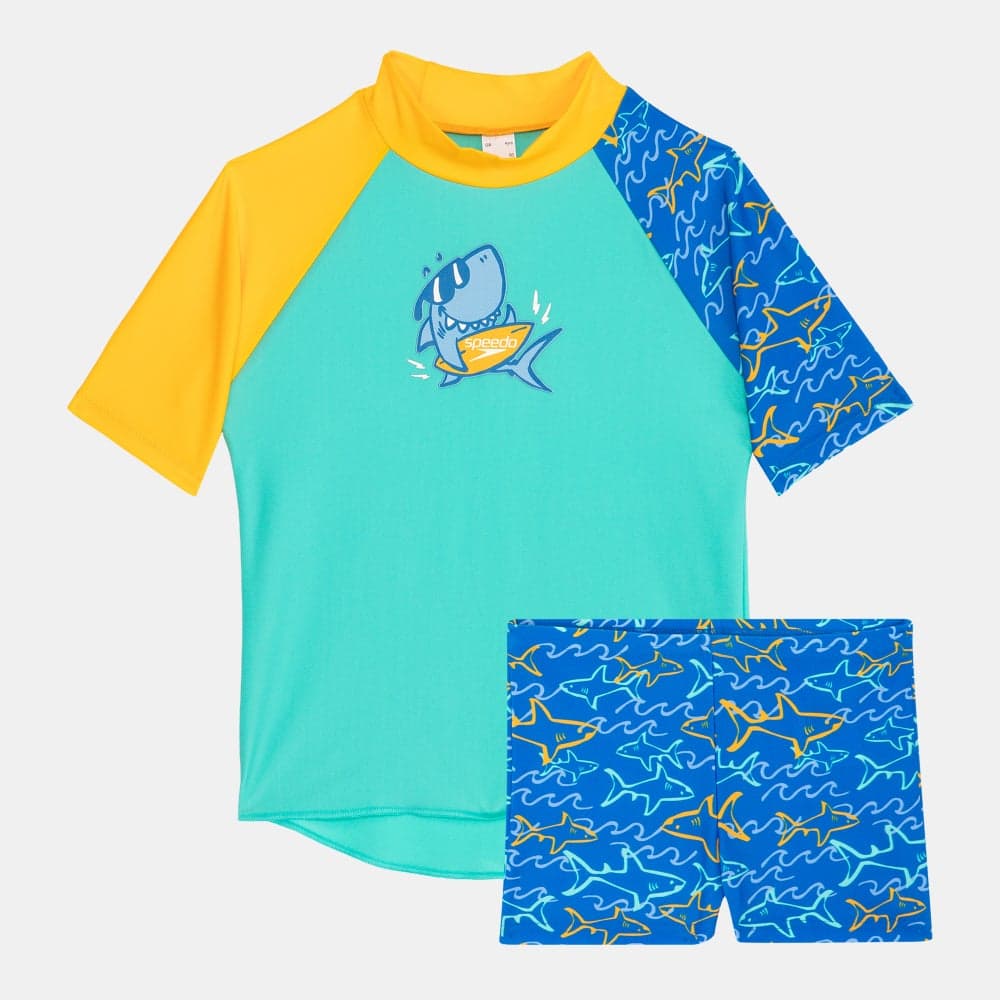Kids' Colourblock Rashguard and Jammers Swim Set - Image 1