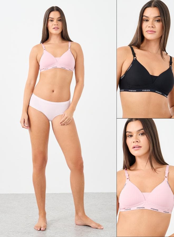 Styli Pack of 2 Rib Padded Non Wired Bras - Image 1
