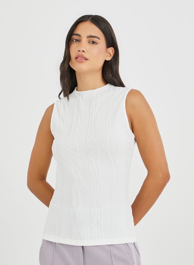 Sleeveless Textured Blouse for Women - Image 1