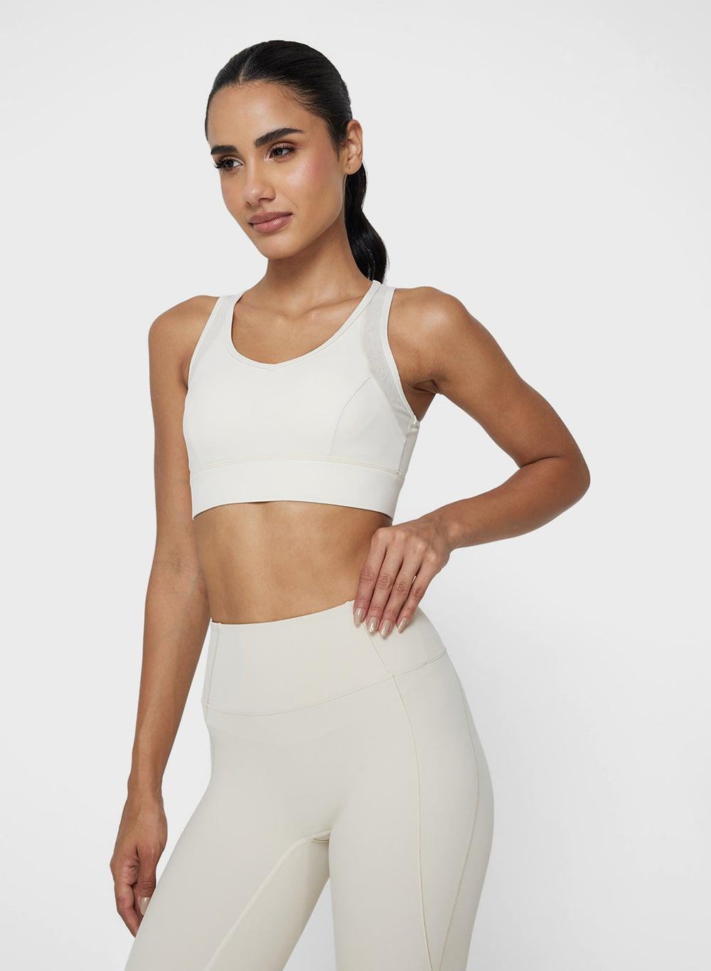 Mesh Panel Sports Bra with Back Clasp - Image 1