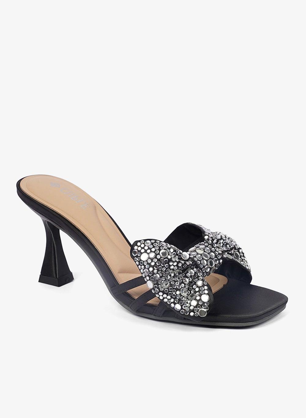 Women's Embellished Heeled Mule Sandals - Image 1