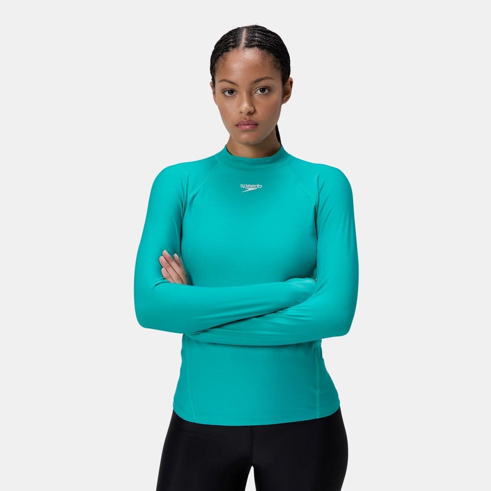 Women's Essential Full-Zip Chlorine-Resistant Rash Guard - Image 1