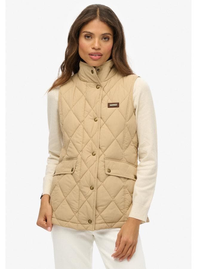 Cord Trimmed Liner Gilet with Diamond Padding - Image 1