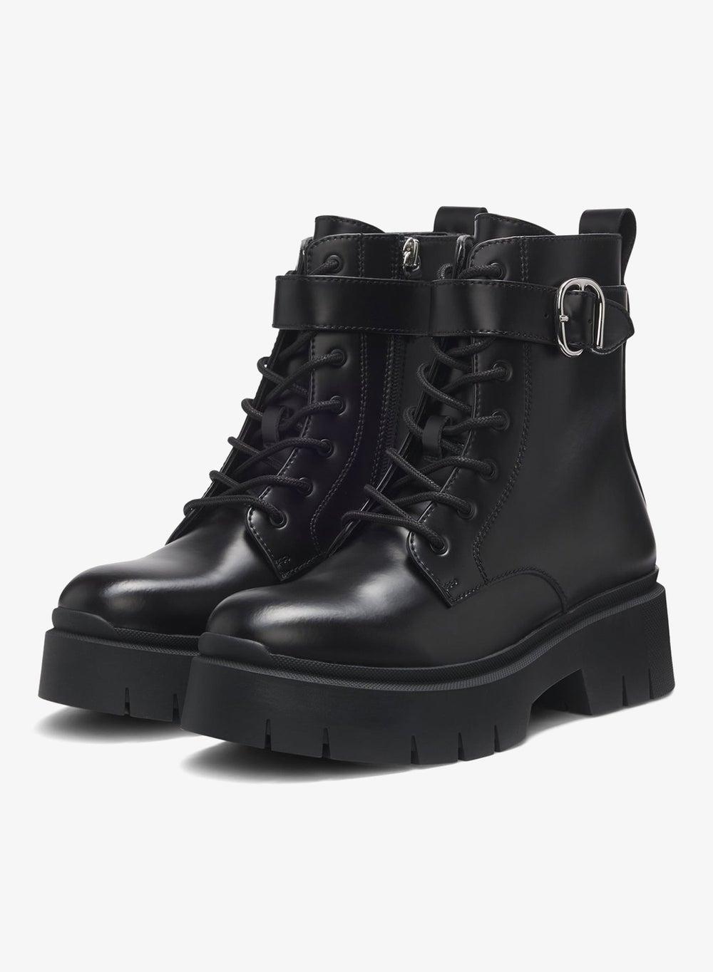 HUGO Faux-Leather Ankle Boots with Buckled Strap - Image 1