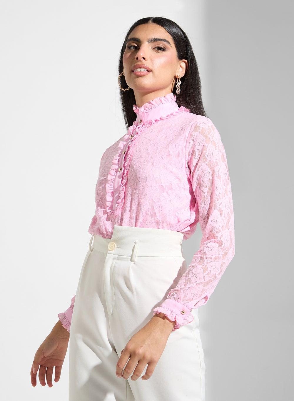 Long Sleeve Modest Polyester Blouse - Image 1