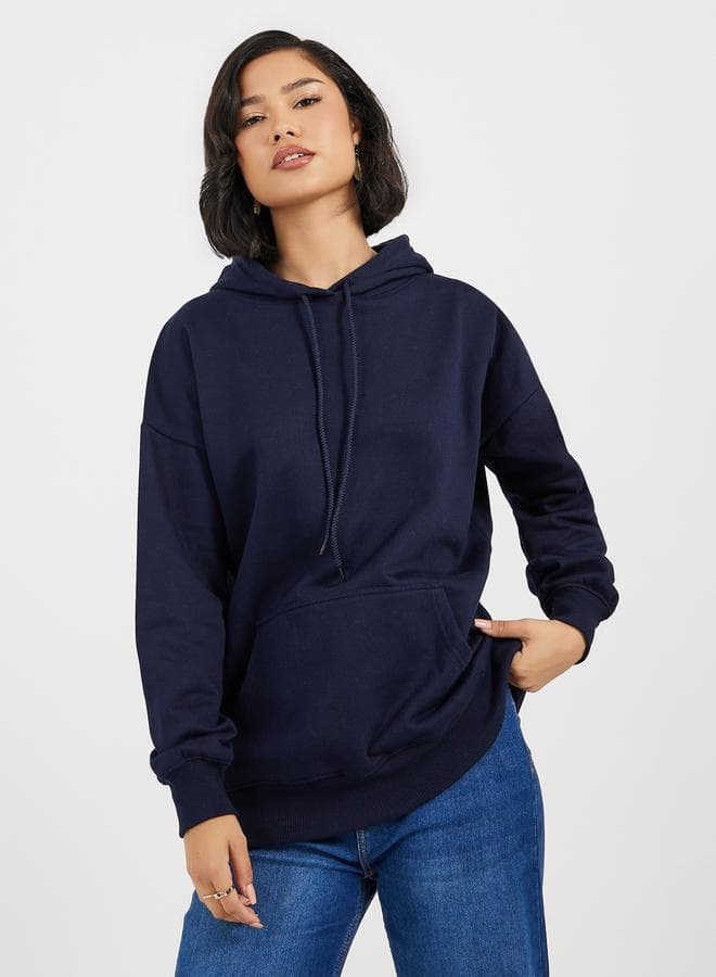 Oversized Longline Back Slogan Hoodie - Image 1