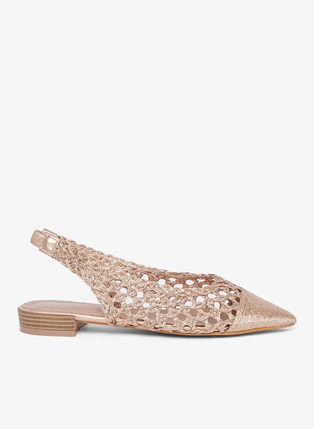 Gold Woven Slingback Flat Mules - Image 1