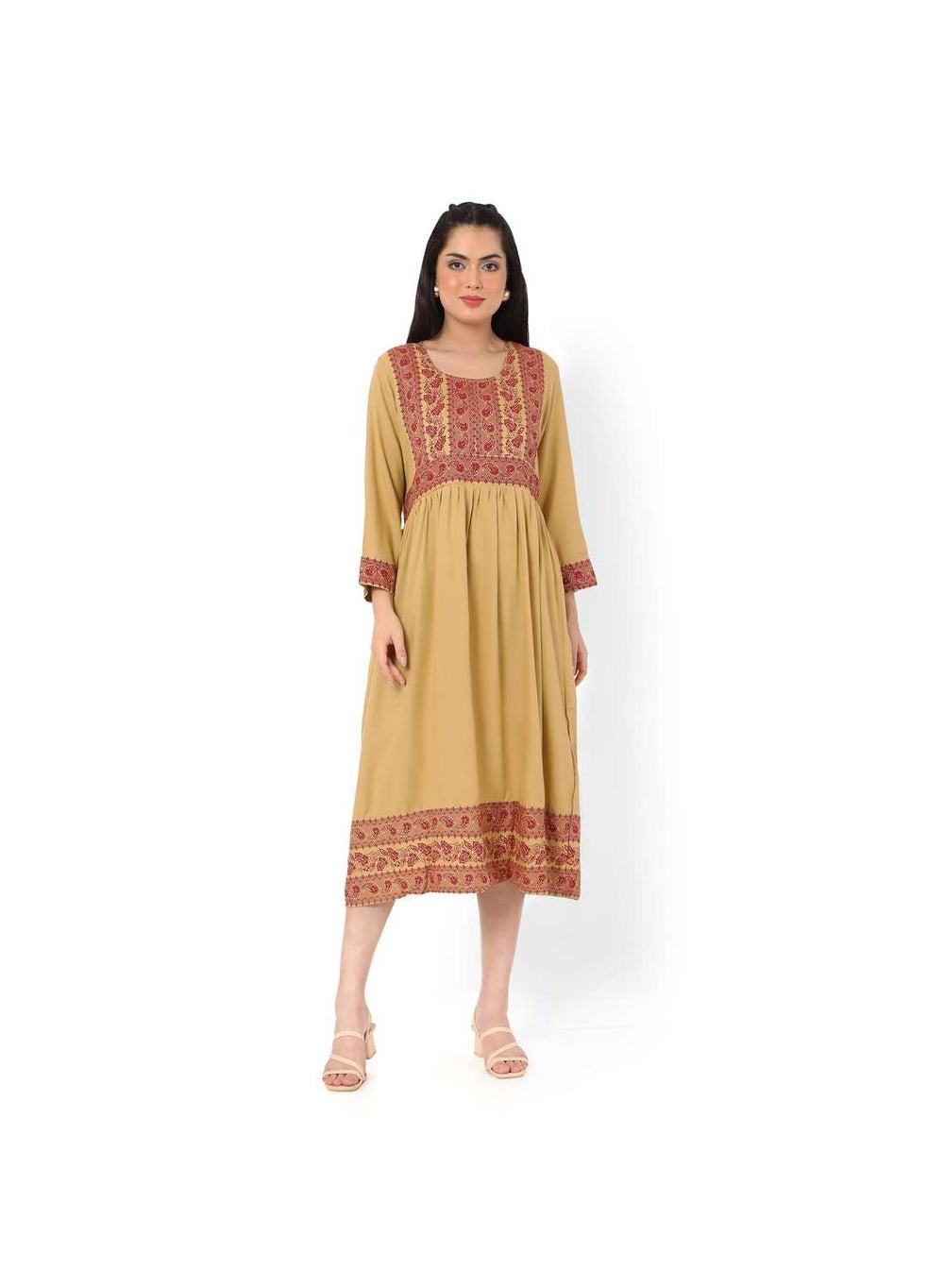 Printed Front-Button Short Arabic Kaftan Jalabiya Dress - Image 1