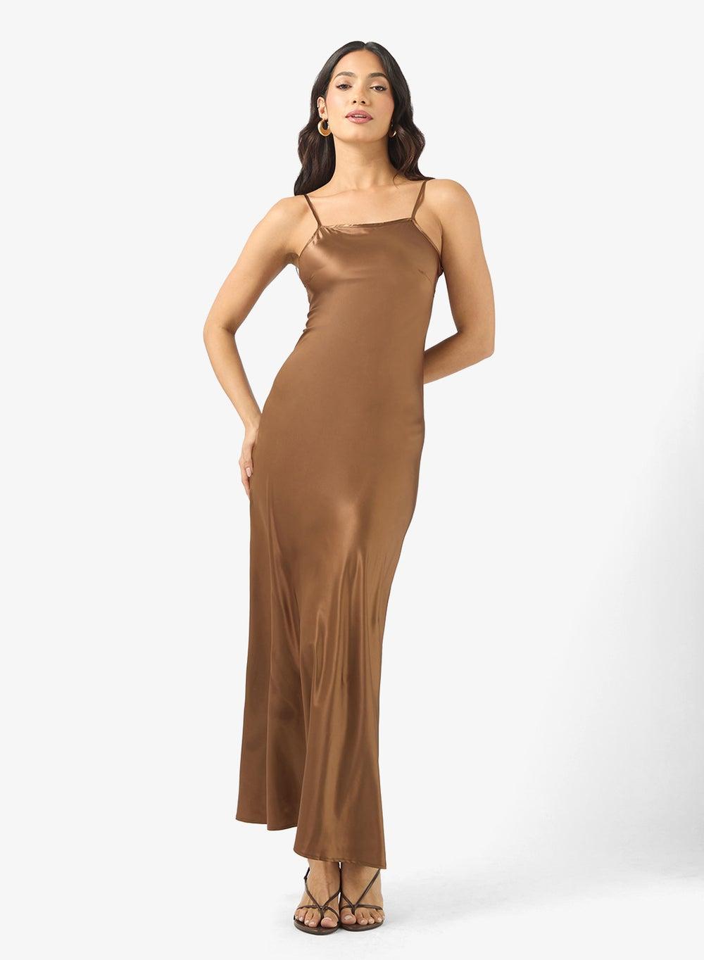 BCBG Strappy Satin Slip Maxi Dress - Image 1