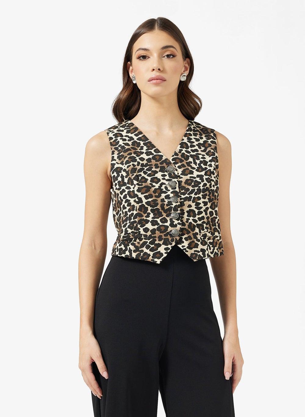 Animal Print Vest Blouse for Women - Image 1