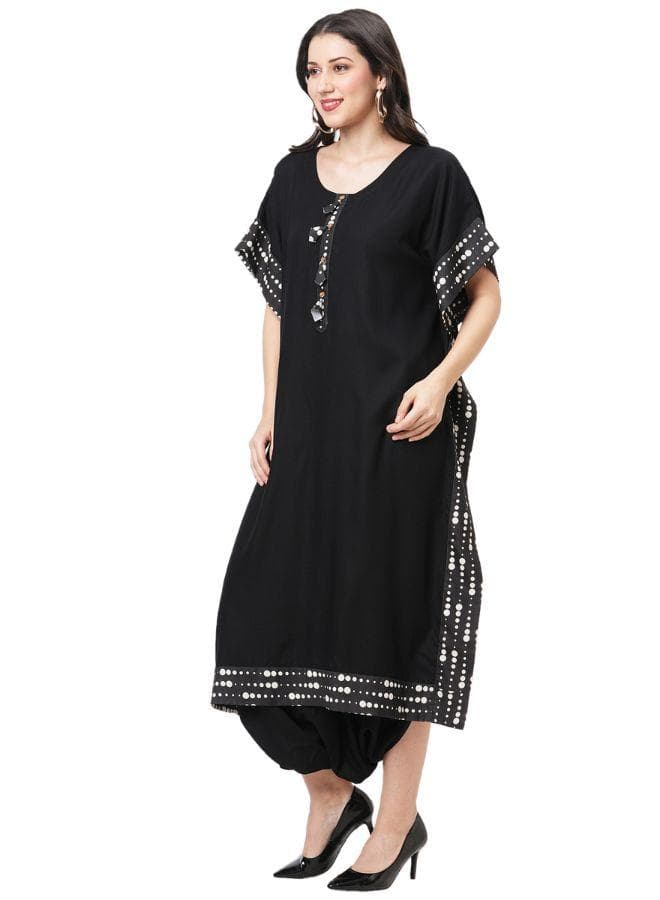 Black Kaftan with Dhoti Pant Set - Image 1