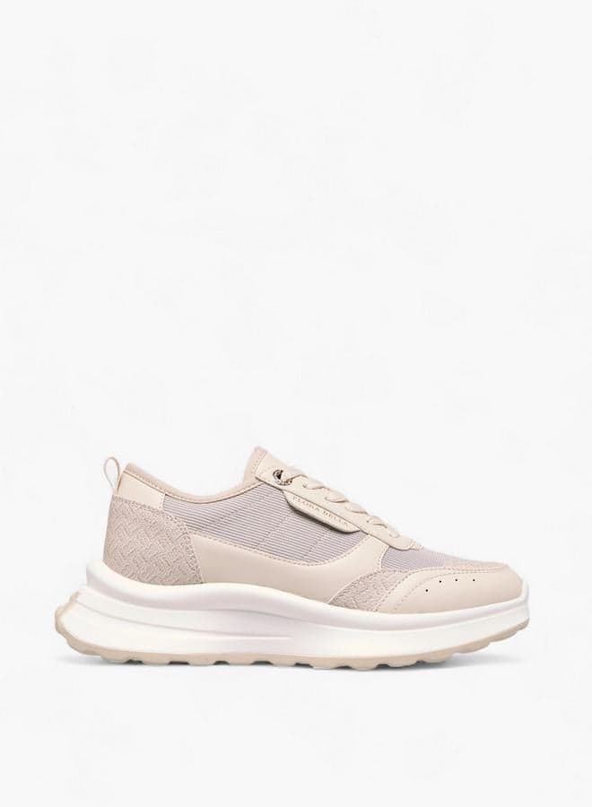 Women Monogram Print Lace-Up Low-Top Sneakers - Image 1