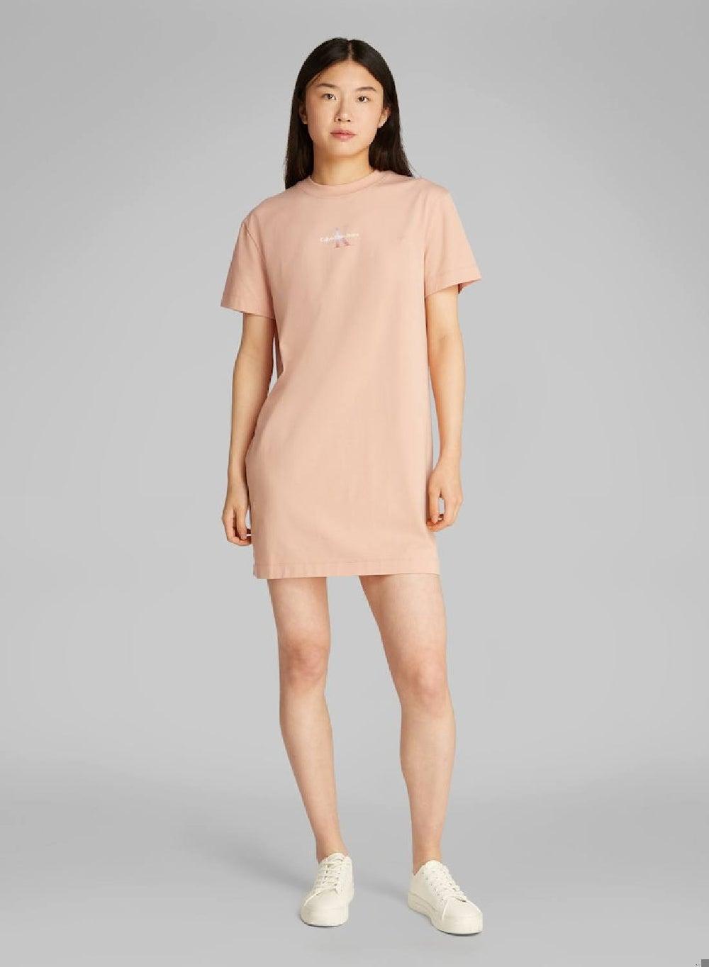 Peach Cotton T-Shirt Mini Dress - Image 1