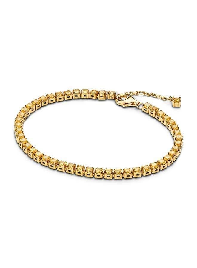 Sparkling Yellow Tennis Bracelet with Letter W Charm - Image 1