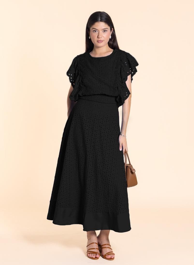 Detailed Cutwork Skirt Set for Women - Image 1
