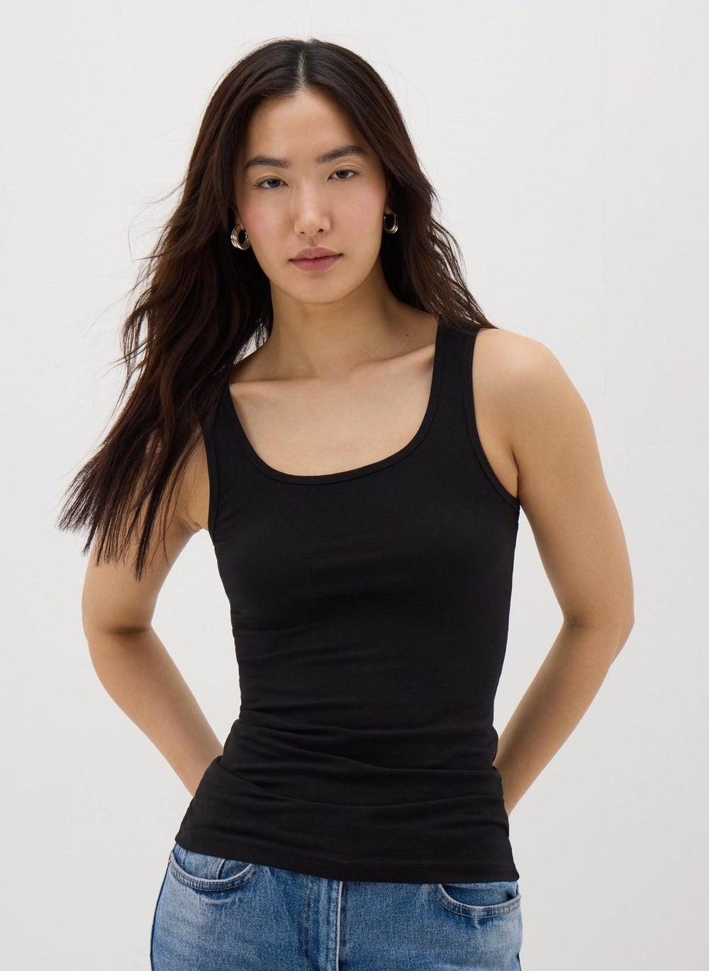 Black Essential Scoop Neck Vest Top - Image 1