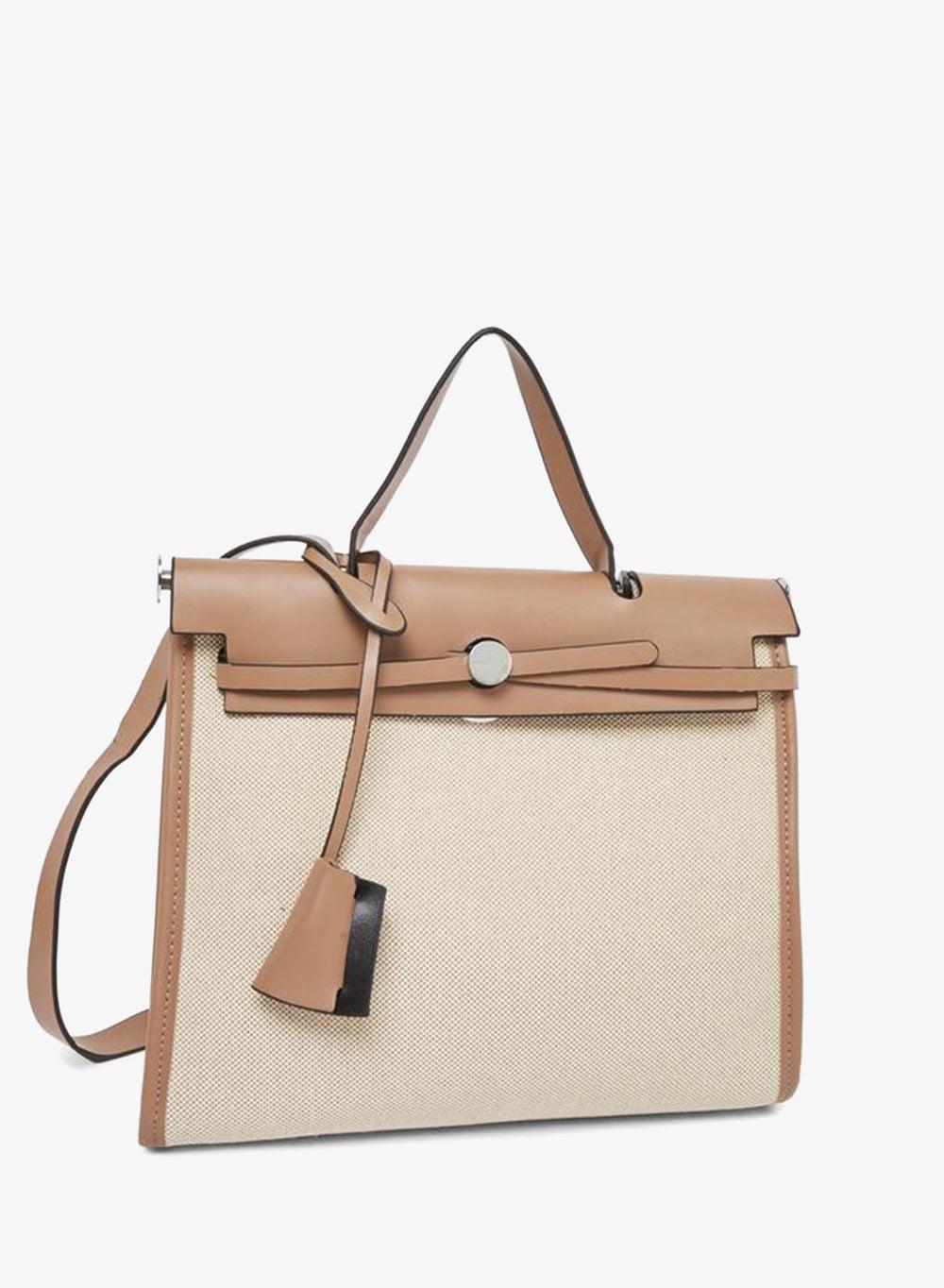 Styli Color Block Top Handle Satchel Handbag - Image 1