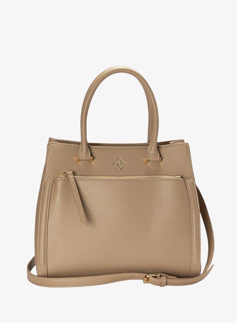 Textured Top Handle Satchel with Detachable Shoulder Strap - Image 1