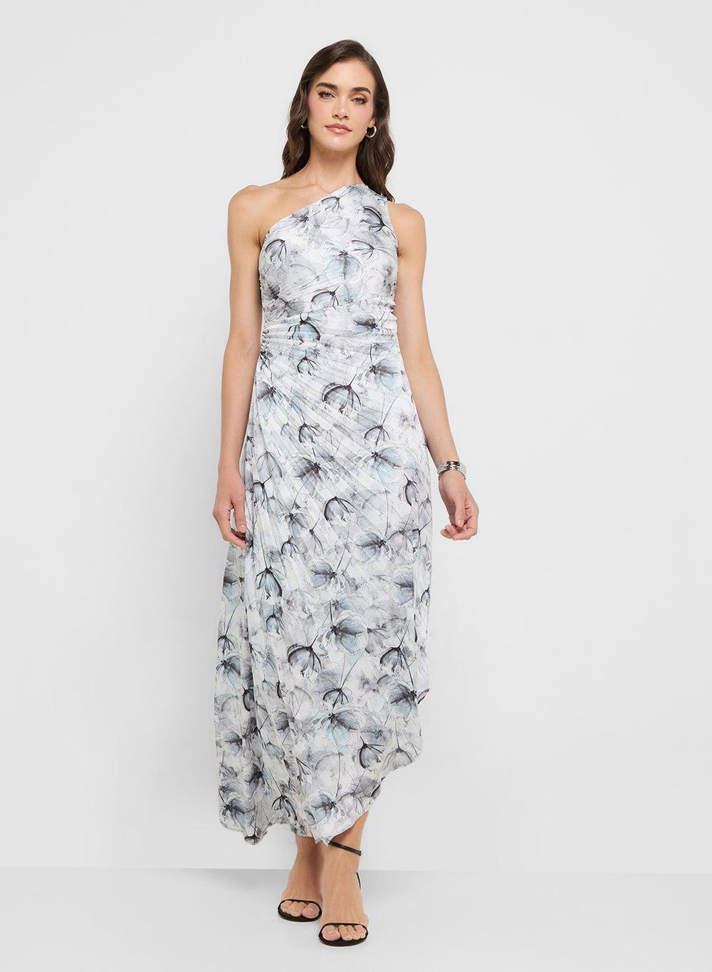 Floral One-Shoulder Midi Dress - Image 1