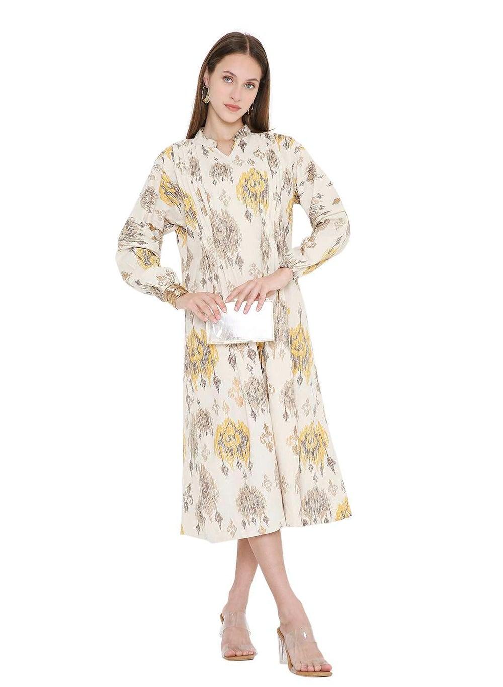 Short Printed Farasha Arabic Jalabiya Dress for Women - Image 1