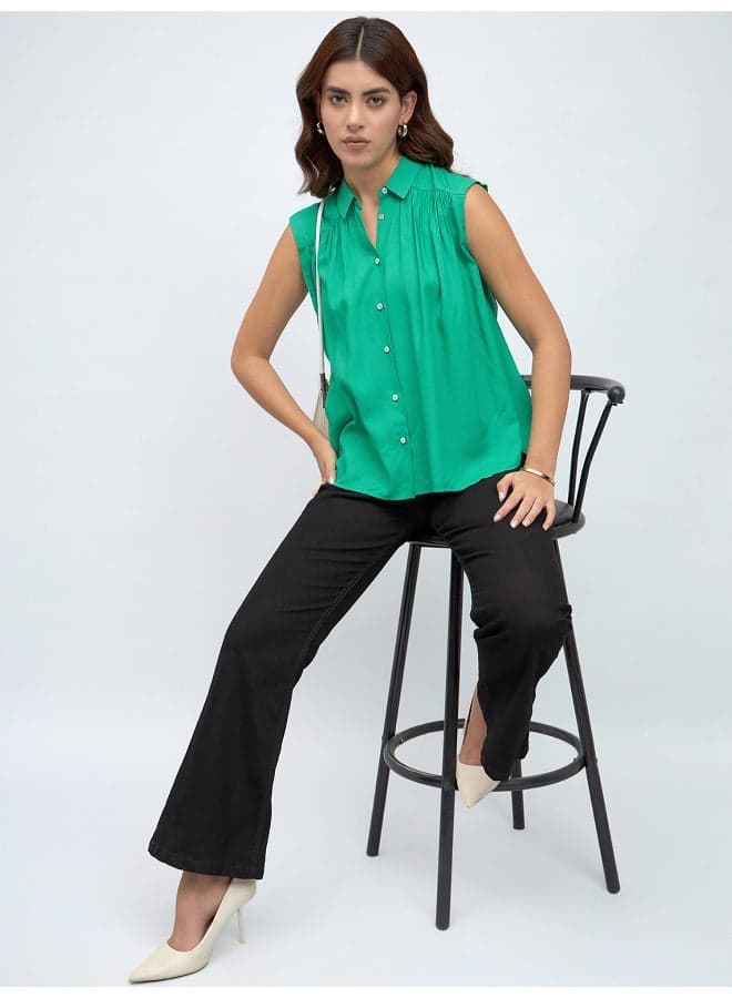 Green Modal Shirt for Women, Regular Fit - Image 1