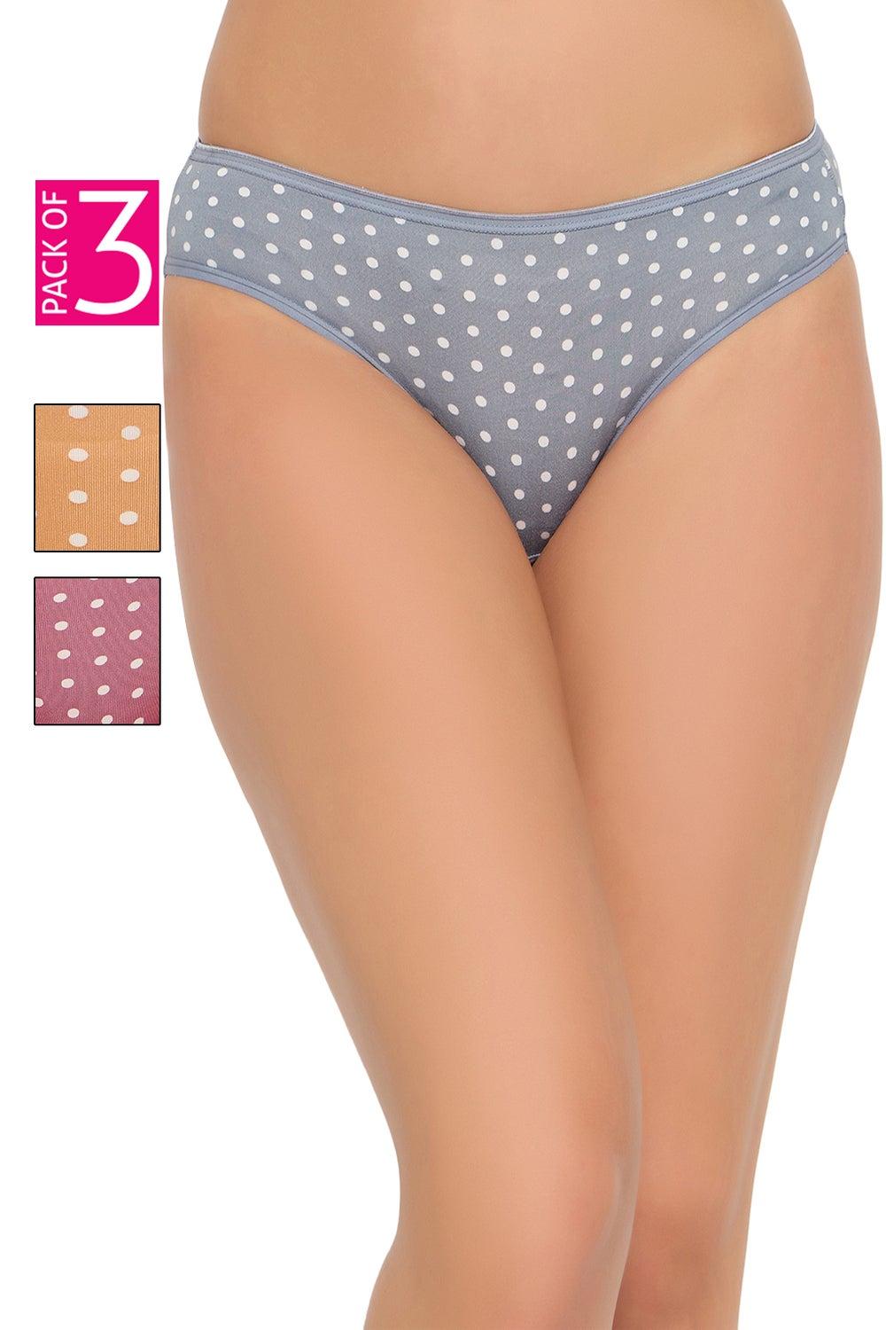 Clovia Pack of 3 Low-Waist Polka Bikini Panties - Image 1