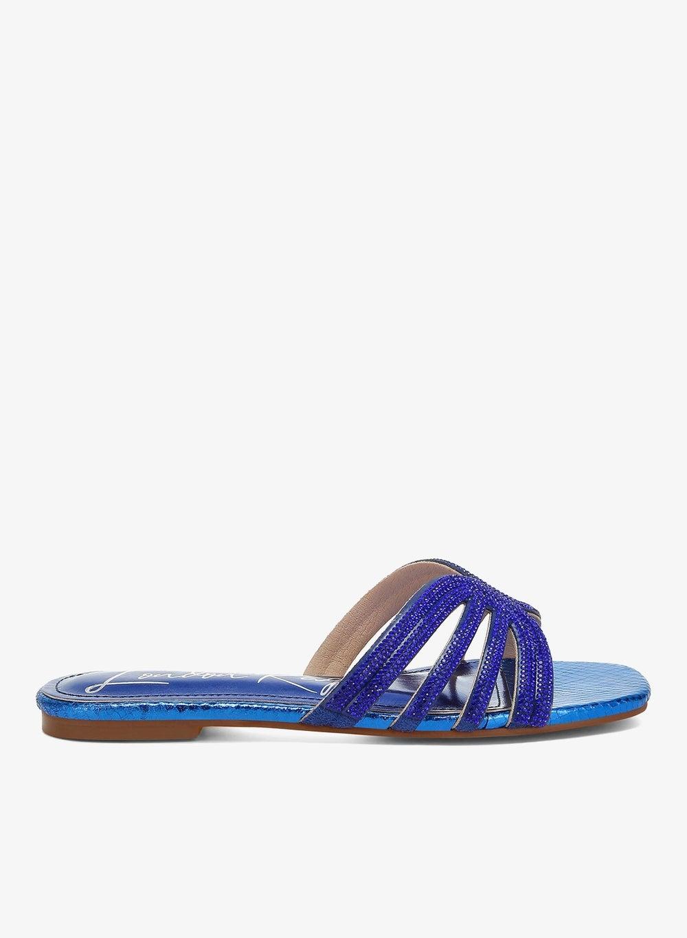 London Rag Women's Royal Blue Rhinestone Cut-Out Flats - Image 1