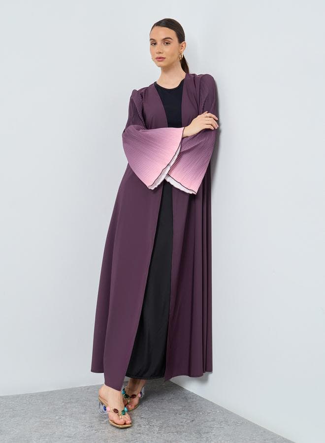 Dye Print Bell Sleeve Open Front Abaya - Image 1