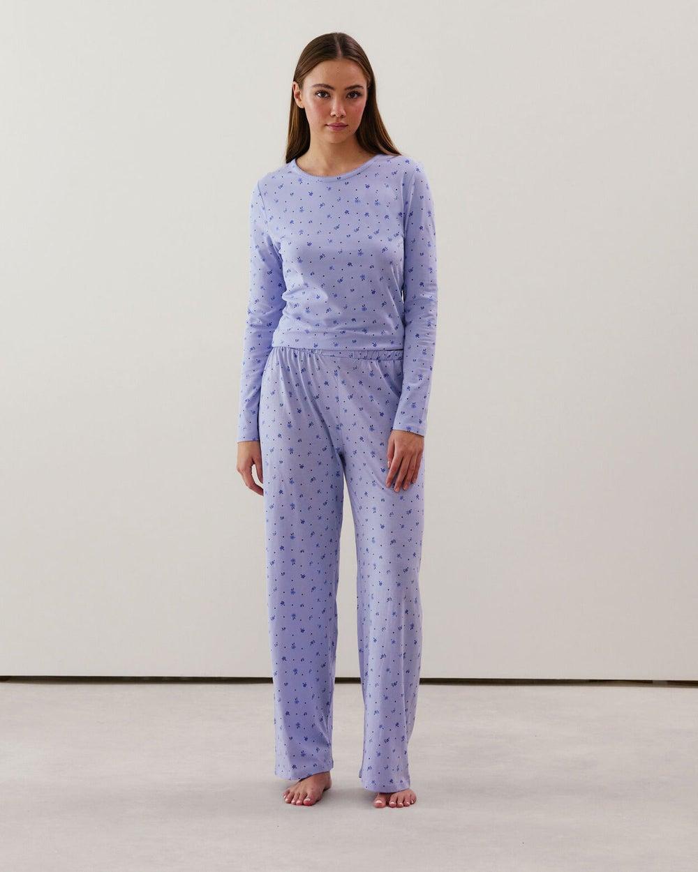 Sky Blue Straight Leg Jersey Pyjama Trousers - Image 1