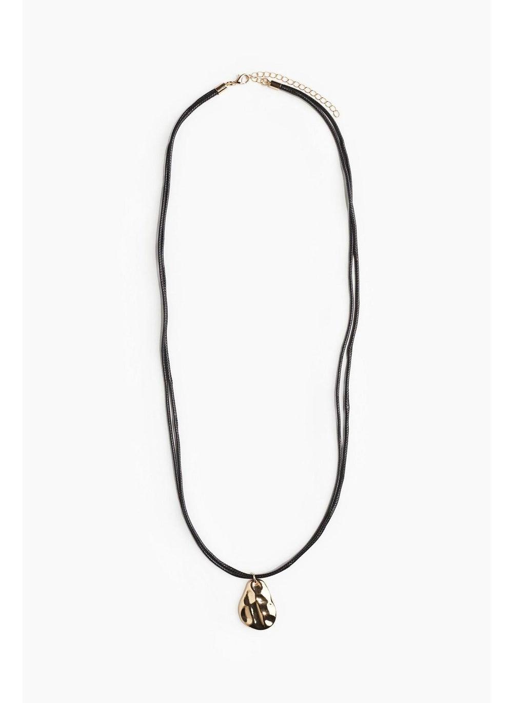 Hammered Pendant Double Cord Necklace - Image 1